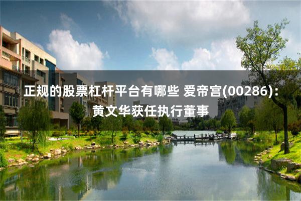 正规的股票杠杆平台有哪些 爱帝宫(00286)：黄文华获任执行董事