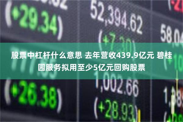 股票中杠杆什么意思 去年营收439.9亿元 碧桂园服务拟用至少5亿元回购股票
