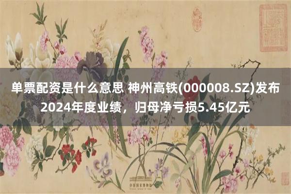 单票配资是什么意思 神州高铁(000008.SZ)发布2024年度业绩，归母净亏损5.45亿元