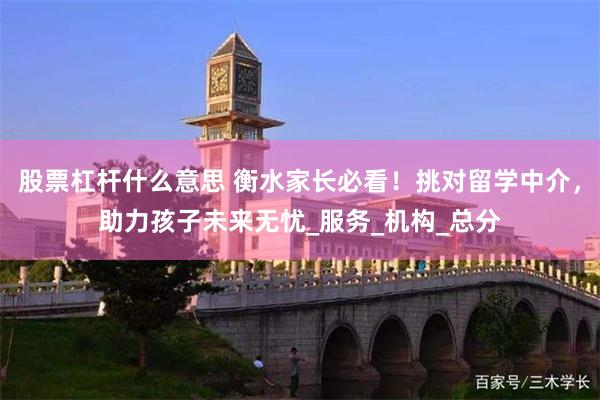股票杠杆什么意思 衡水家长必看！挑对留学中介，助力孩子未来无忧_服务_机构_总分