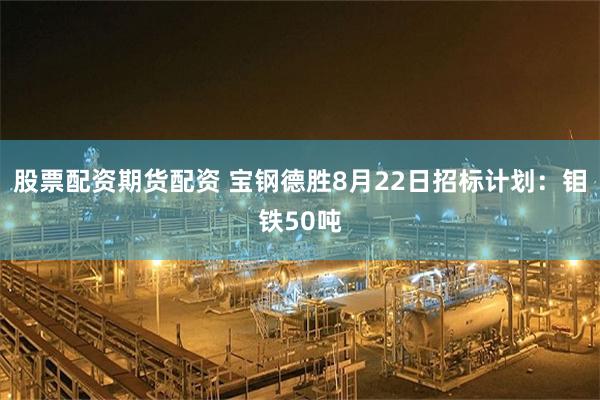 股票配资期货配资 宝钢德胜8月22日招标计划：钼铁50吨