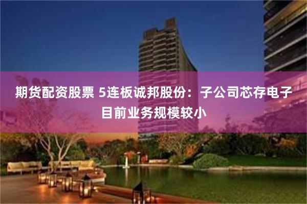期货配资股票 5连板诚邦股份:子公司芯存电子目前业务规模较小