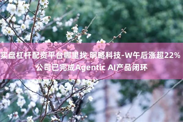 实盘杠杆配资平台哪里找 明略科技-W午后涨超22% 公司已完成Agentic AI产品闭环