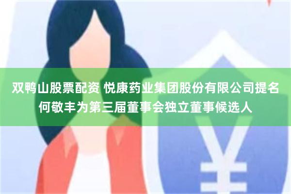 双鸭山股票配资 悦康药业集团股份有限公司提名何敬丰为第三届董事会独立董事候选人