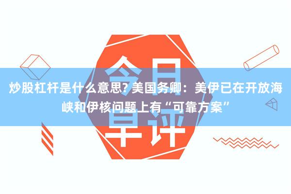 炒股杠杆是什么意思? 美国务卿：美伊已在开放海峡和伊核问题上有“可靠方案”