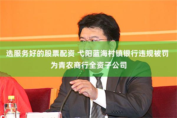 选服务好的股票配资 弋阳蓝海村镇银行违规被罚 为青农商行全资子公司