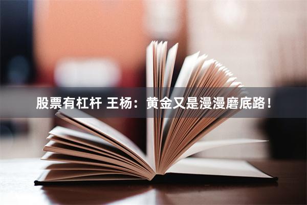 股票有杠杆 王杨：黄金又是漫漫磨底路！