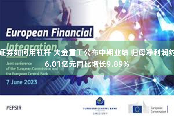 证券如何用杠杆 大金重工公布中期业绩 归母净利润约6.01亿元同比增长9.89%