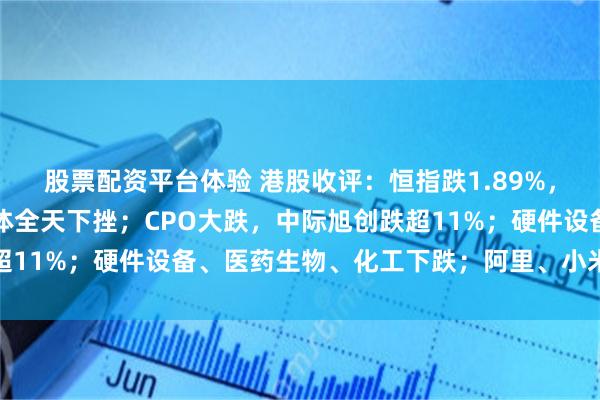 股票配资平台体验 港股收评：恒指跌1.89%，恒科跌3.61%；半导体全天下挫；CPO大跌，中际旭创跌超11%；硬件设备、医药生物、化工下跌；阿里、小米、百度齐跌
